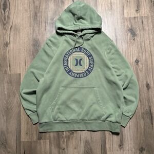 Hurley International Surf Supply Company Pullover Hoodie Sweatshirt Green XL